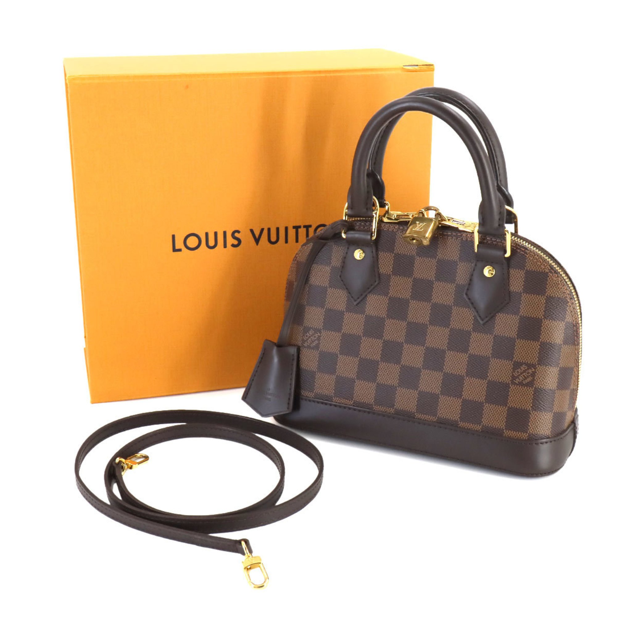 Louis Vuitton Damier Alma BB 2way Hand Shoulder Bag Ebene N41221 RFID Gold Hardware