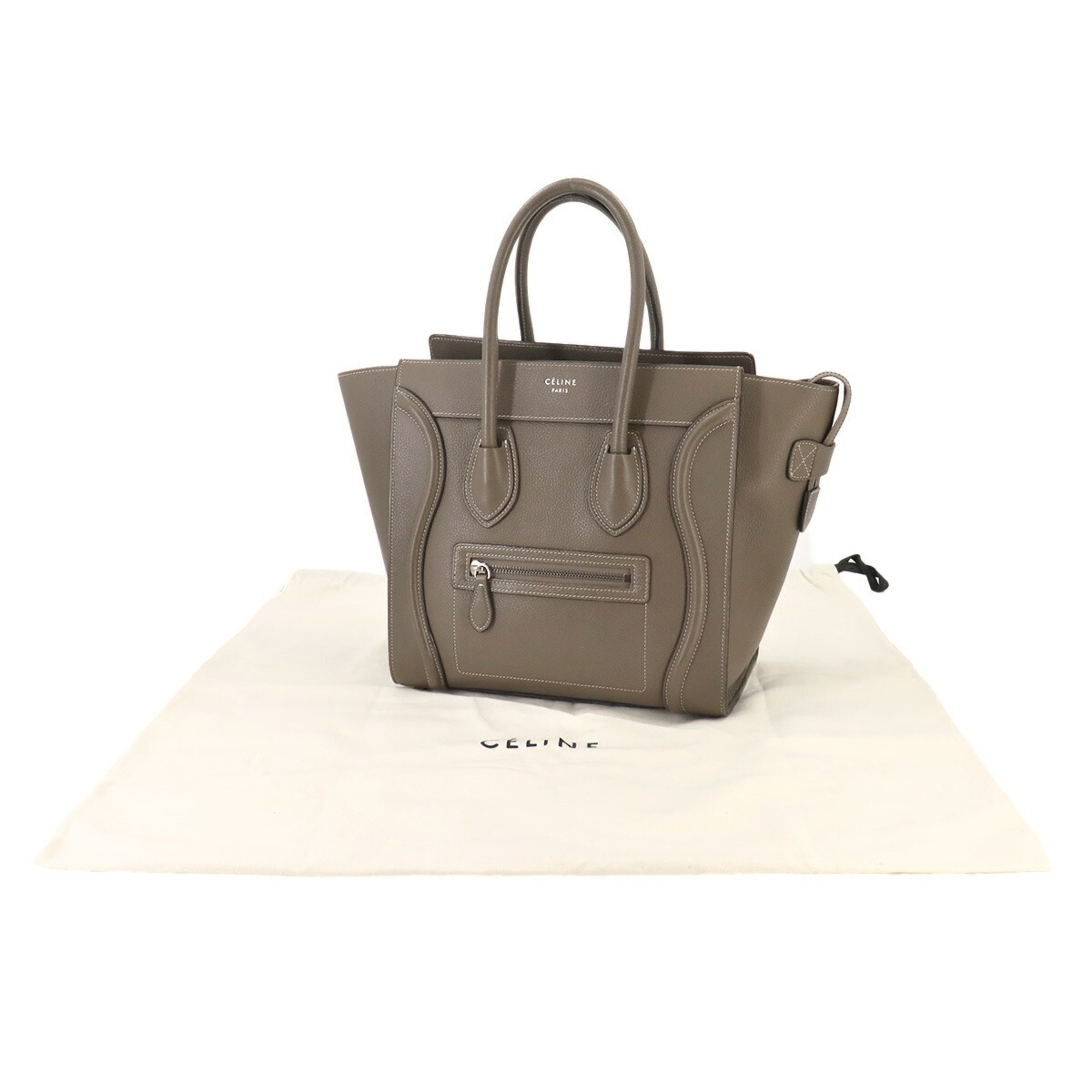 CELINE Luggage Micro Shopper Handbag Leather Slip 167793