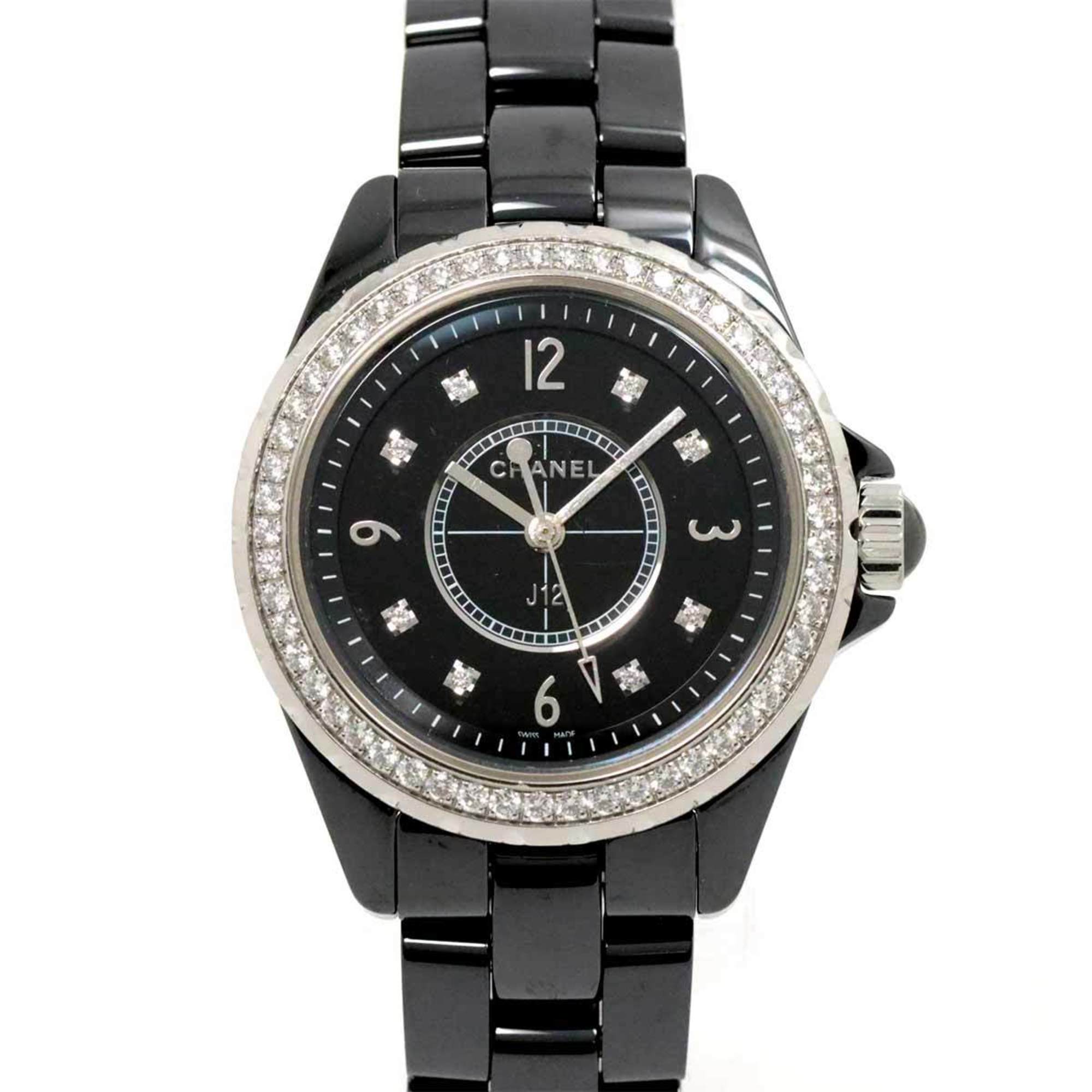 Chanel CHANEL J12 33mm H3108 Genuine Diamond Bezel Ladies Watch 8P Black Ceramic Quartz