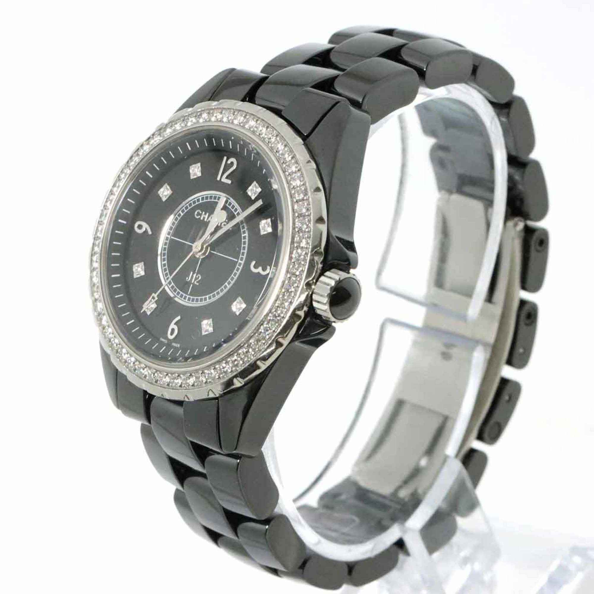 Chanel CHANEL J12 33mm H3108 Genuine Diamond Bezel Ladies Watch 8P Black Ceramic Quartz