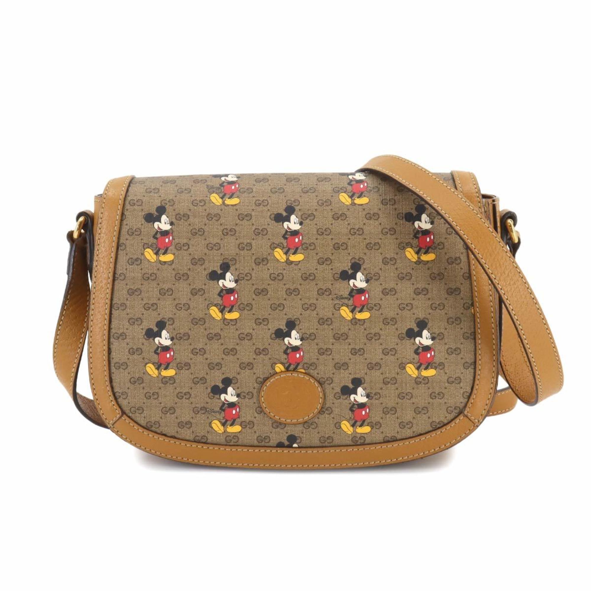 GUCCI Disney Mickey GG Supreme Shoulder Bag Brown 602694