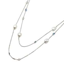 Tiffany & Co. Freshwater cultured pearl necklace, aquamarine and diamonds, 90cm, platinum