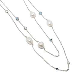 Tiffany & Co. Freshwater cultured pearl necklace, aquamarine and diamonds, 90cm, platinum