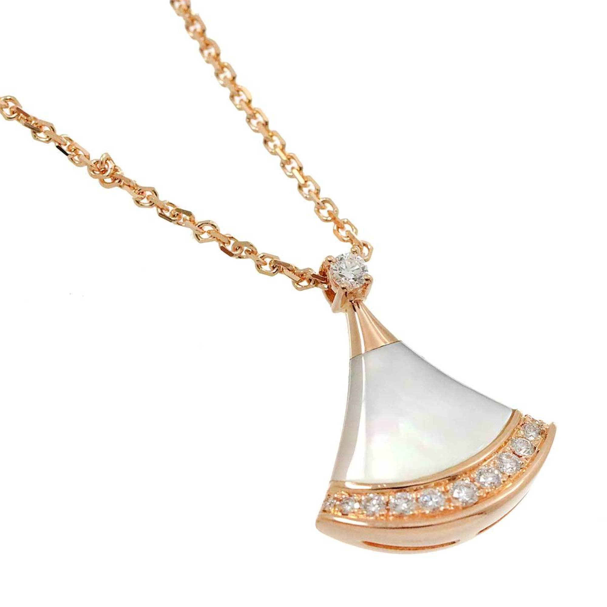 BVLGARI Diva Dream Shell Diamond Necklace 43cm K18 PG Pink Gold 750 DIVAS DREAM