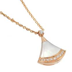 BVLGARI Diva Dream Shell Diamond Necklace 43cm K18 PG Pink Gold 750 DIVAS DREAM