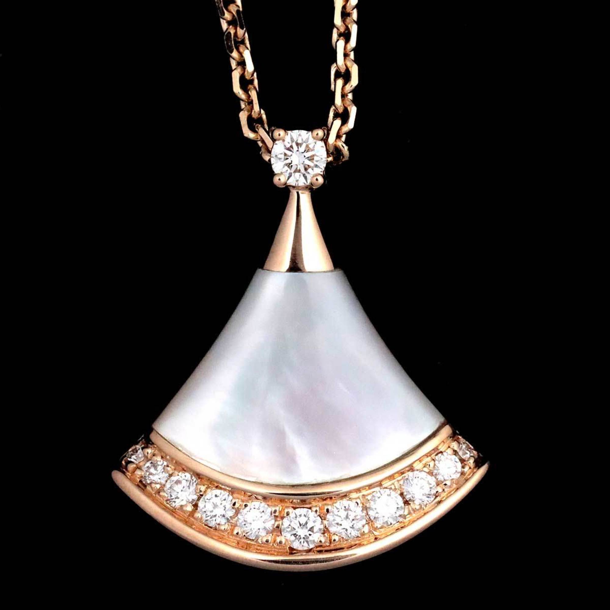 BVLGARI Diva Dream Shell Diamond Necklace 43cm K18 PG Pink Gold 750 DIVAS DREAM