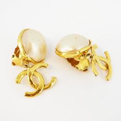 Chanel Earrings Coco Mark Circle Fake Pearl GP Plated Gold 95P Women's