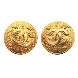 Chanel Earrings Coco Mark Circle GP Plated Gold 96A Women's