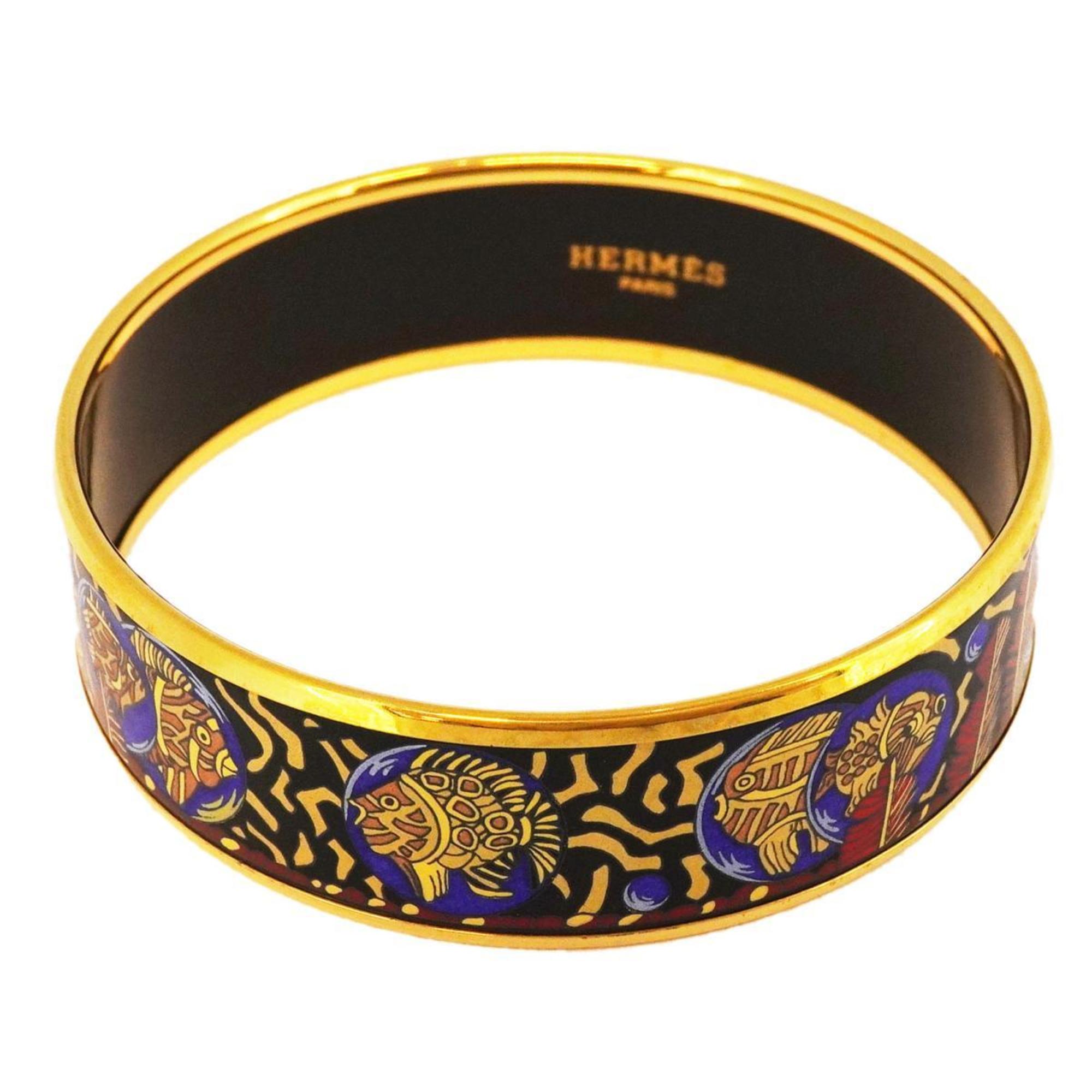 Hermes Bangle, GM enamel, GP plating, cloisonné, gold, multi-color, for women