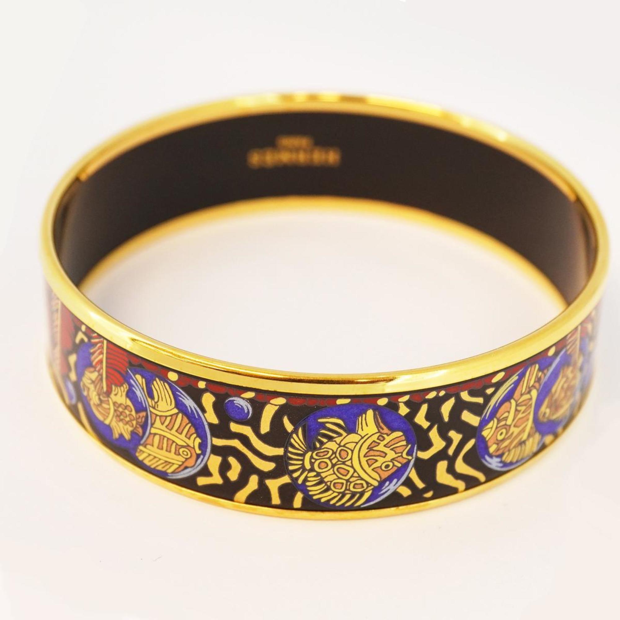 Hermes Bangle, GM enamel, GP plating, cloisonné, gold, multi-color, for women