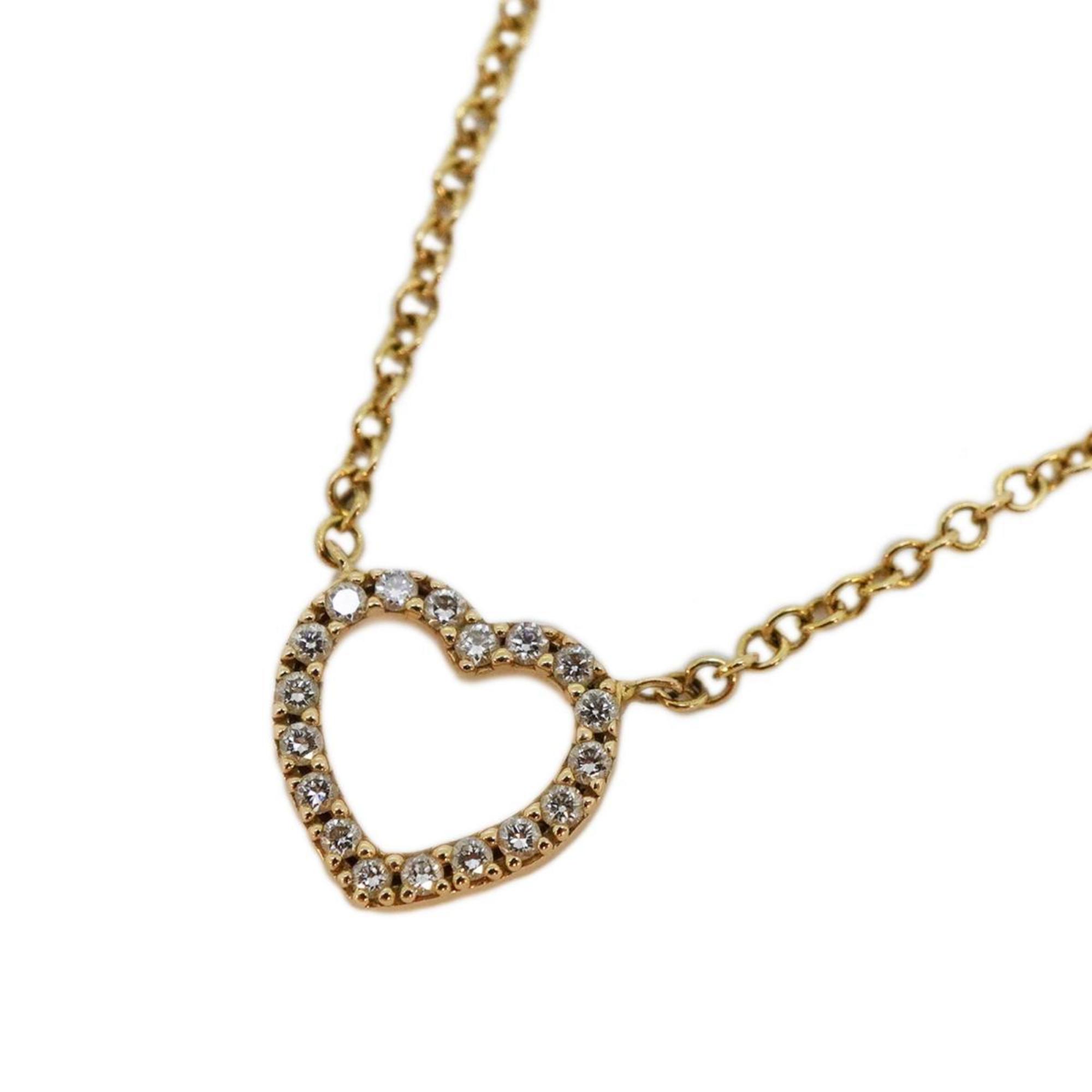 Tiffany Necklace Metro Heart Diamond K18PG Pink Gold Women's