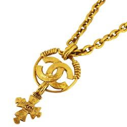 Chanel Necklace Coco Mark Circle GP Plated Gold 94P Women's