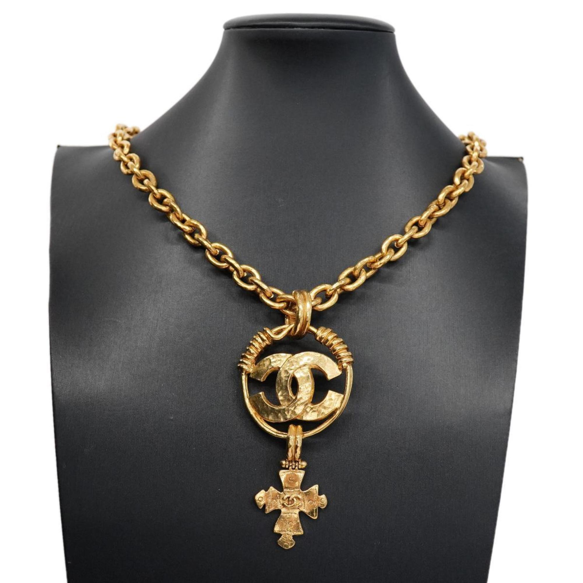 Chanel Necklace Coco Mark Circle GP Plated Gold 94P Women's