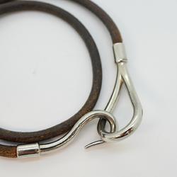 Hermes Bracelet Jumbo Hook Metal Material Leather Silver Brown Men Women