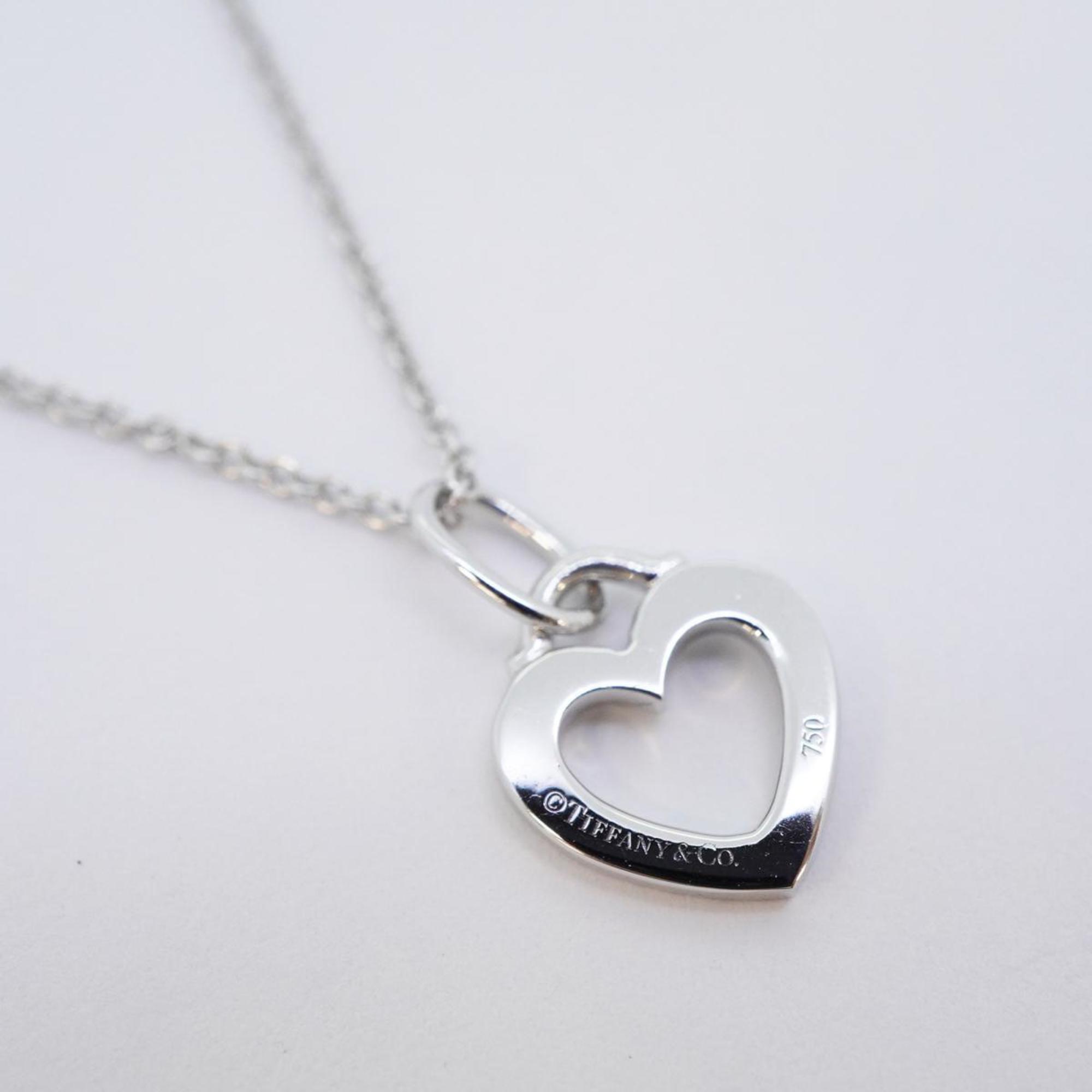 Tiffany Necklace Sentimental Heart Diamond K18WG White Gold Women's