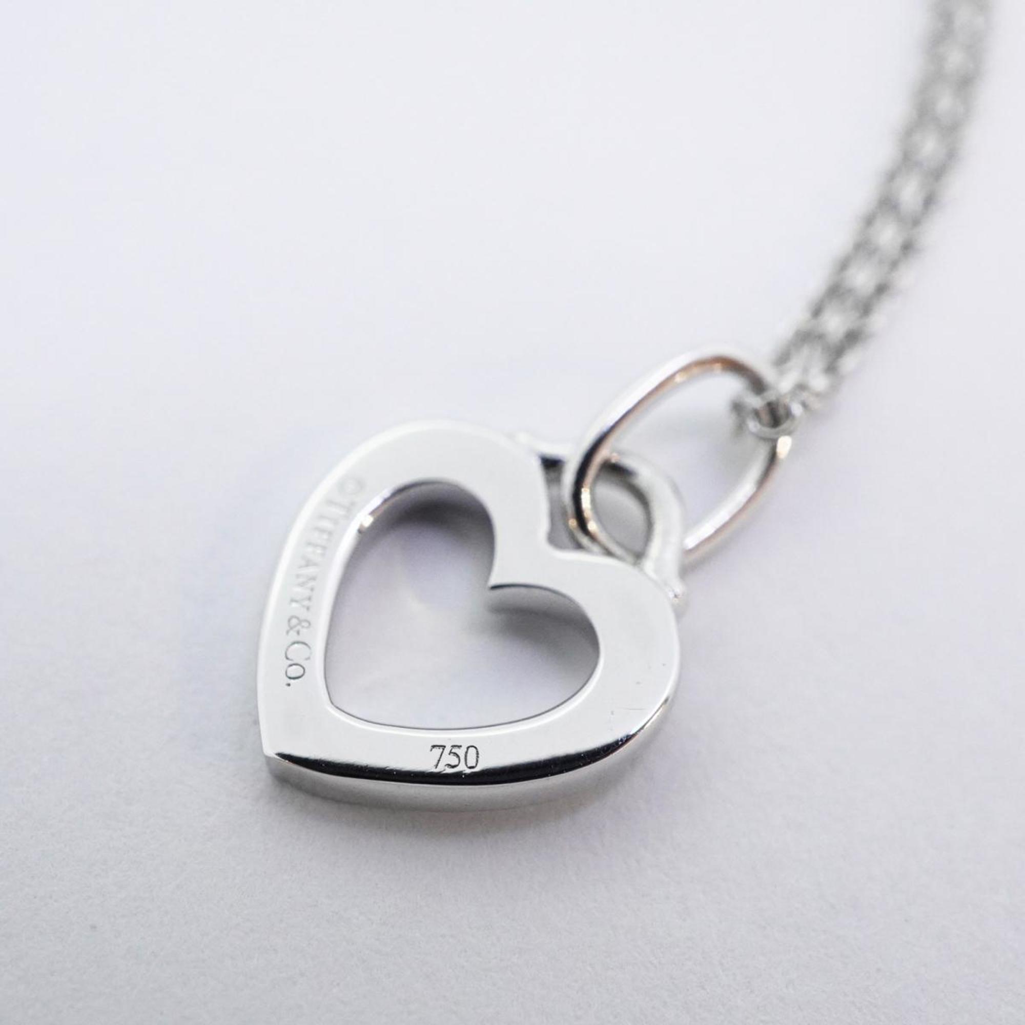 Tiffany Necklace Sentimental Heart Diamond K18WG White Gold Women's