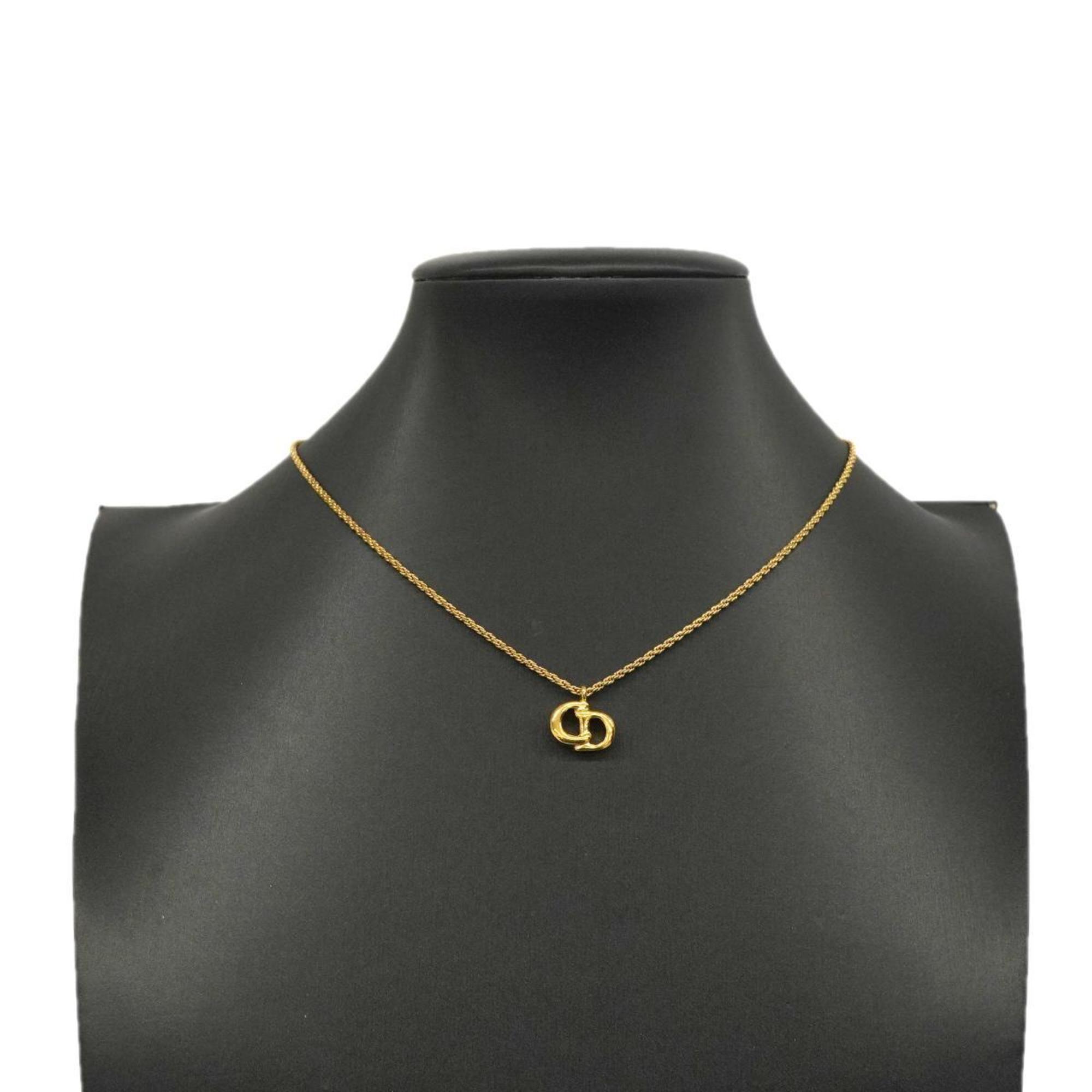 Christian Dior Necklace CD GP Plated Gold Women's