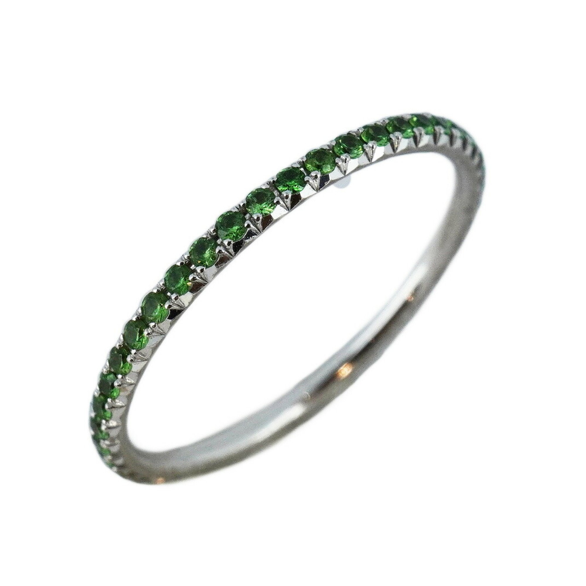 Tiffany Ring Full Eternity Metro K18WG White Gold Green Garnet Women's