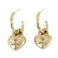 Chanel earrings turn lock heart motif GP plating champagne gold B23V ladies