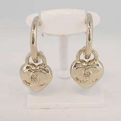 Chanel earrings turn lock heart motif GP plating champagne gold B23V ladies