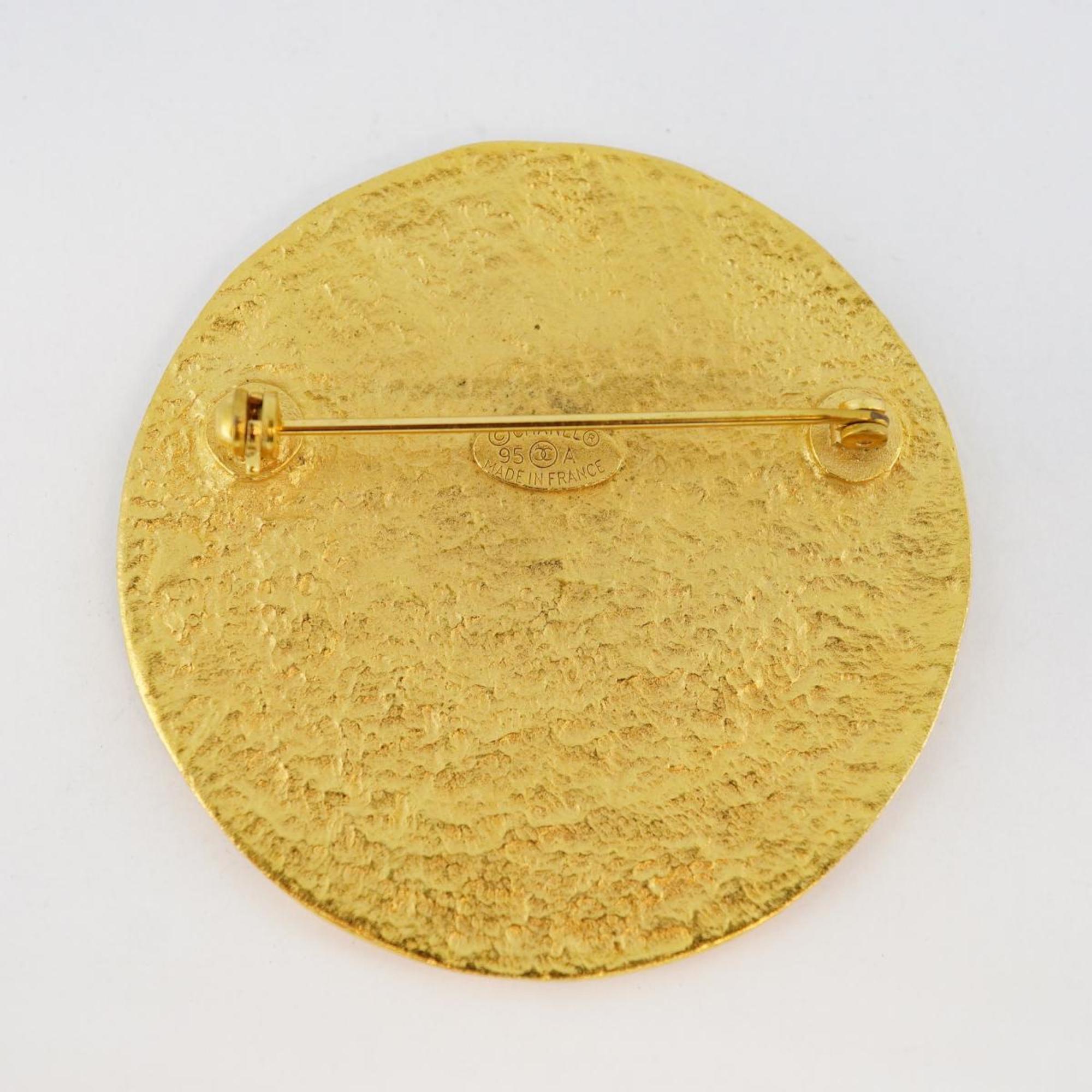 Chanel Brooch Coco Mark Circle GP Plated Gold 95A Women's