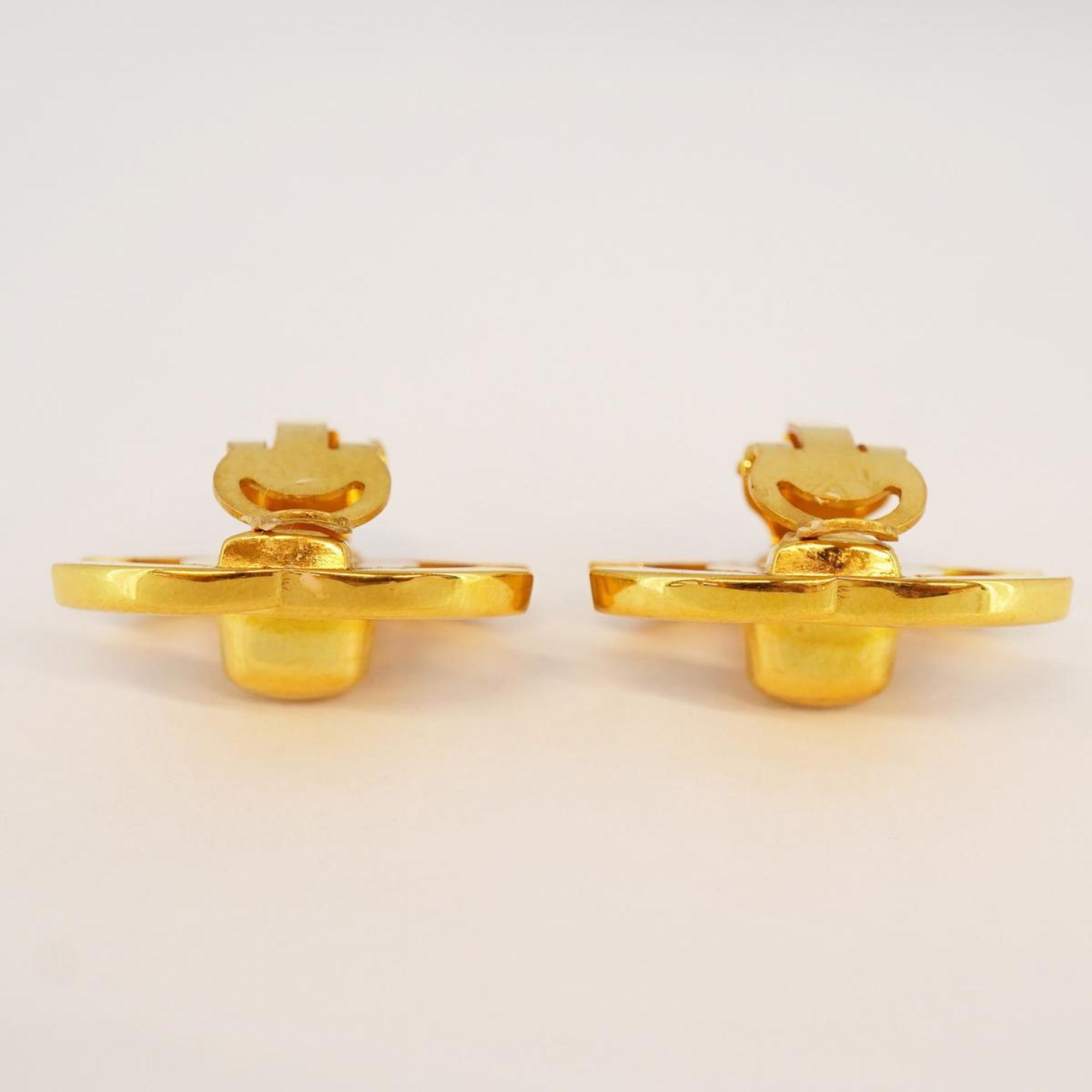 Chanel Earrings Turn Lock GP Plated Gold 95A Women's