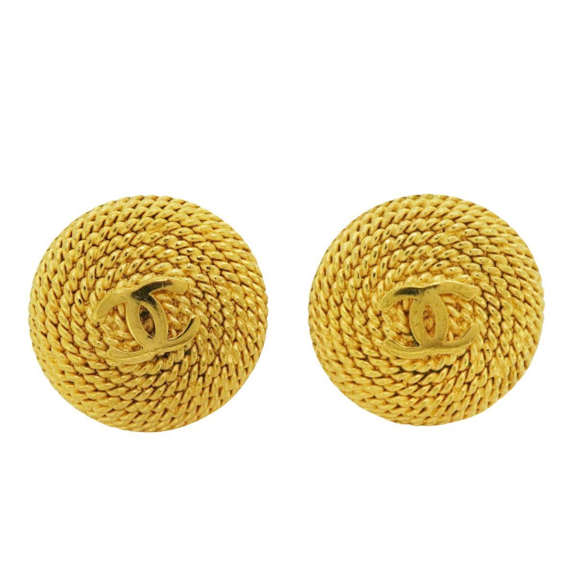 Chanel Earrings Coco Mark Circle GP Plated Gold 96P Women's