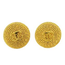 Chanel Earrings Coco Mark Circle GP Plated Gold 96P Women's