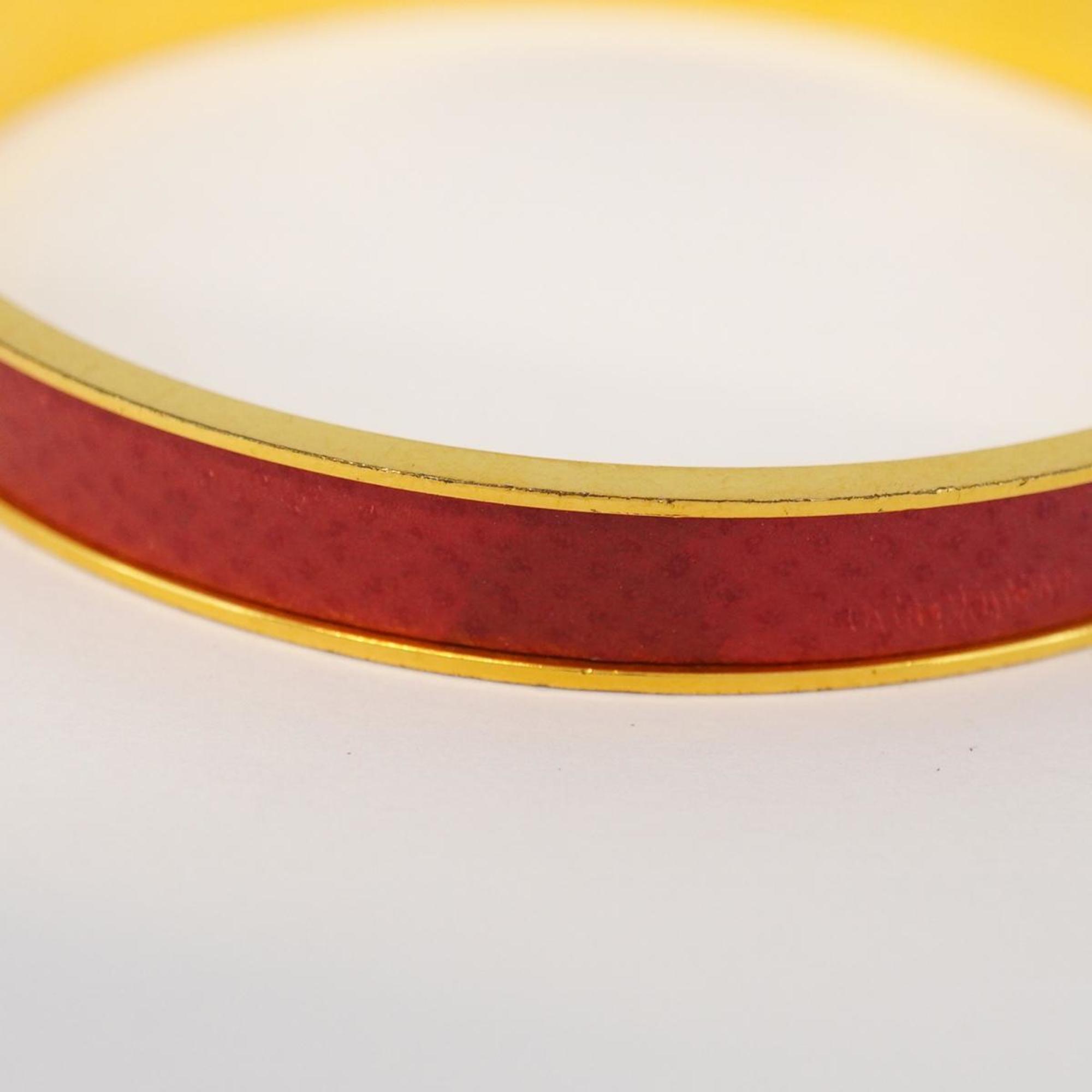 Hermes Bangle Kelly GP Plated Leather Gold Red Men's Women's