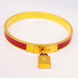 Hermes Bangle Kelly GP Plated Leather Gold Red Men's Women's