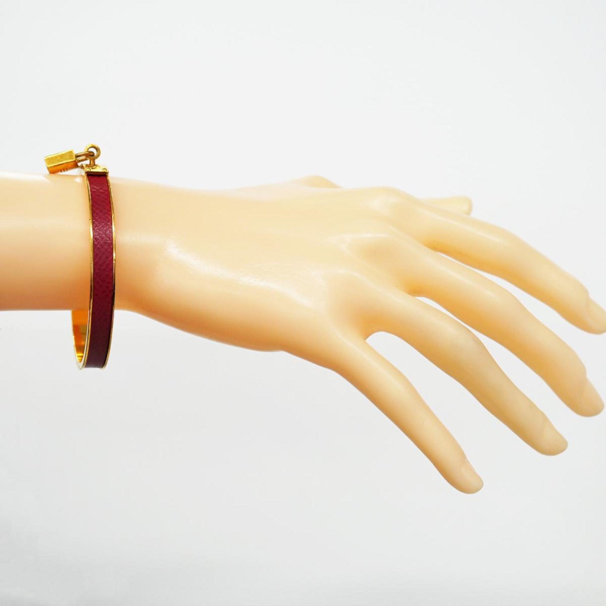 Hermes Bangle Kelly GP Plated Leather Gold Red Men's Women's