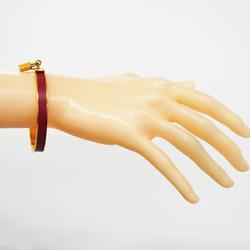 Hermes Bangle Kelly GP Plated Leather Gold Red Men's Women's