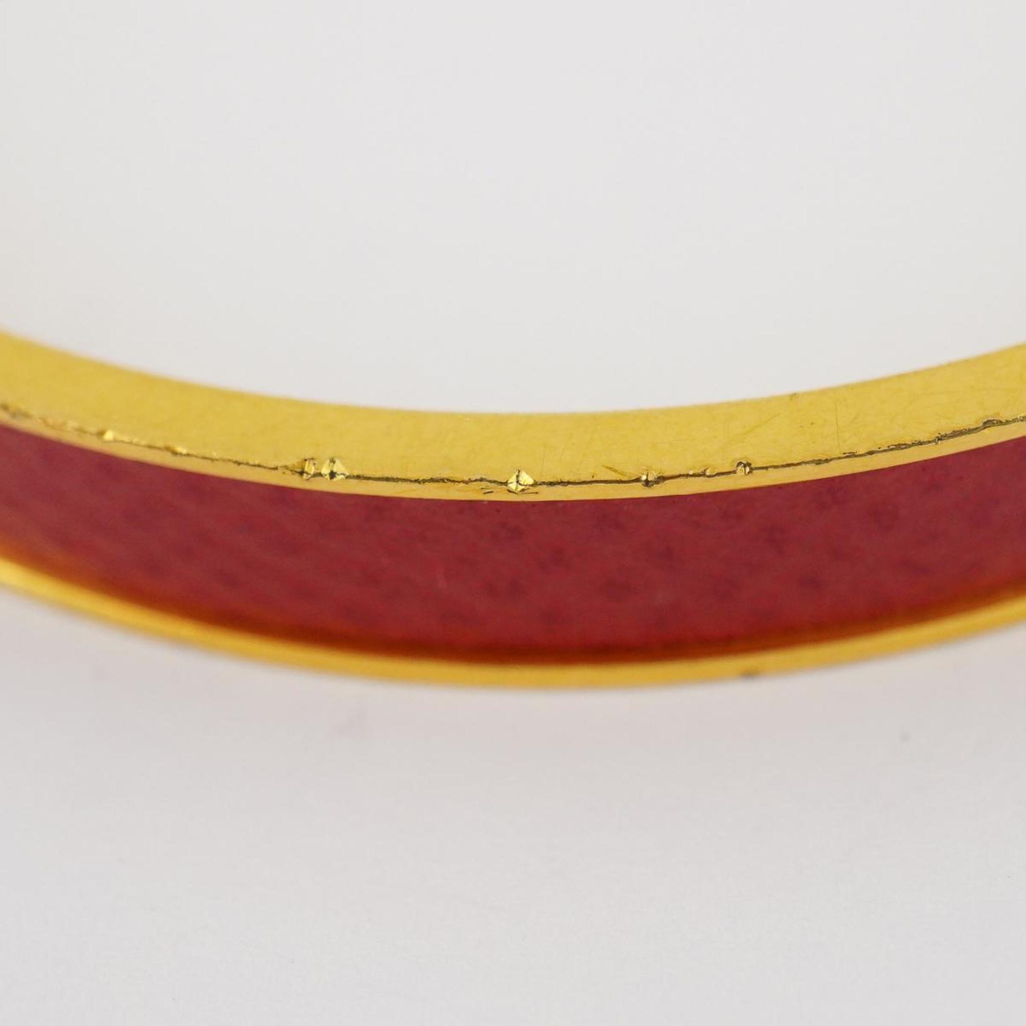 Hermes Bangle Kelly GP Plated Leather Gold Red Men's Women's