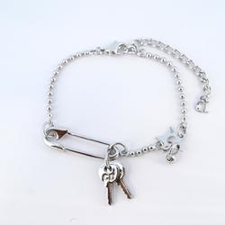 Christian Dior Bracelet CD Star Key Pin Motif Metal Silver Women's