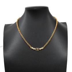 Christian Dior Necklace CD Rhinestone GP Plated Gold Women's