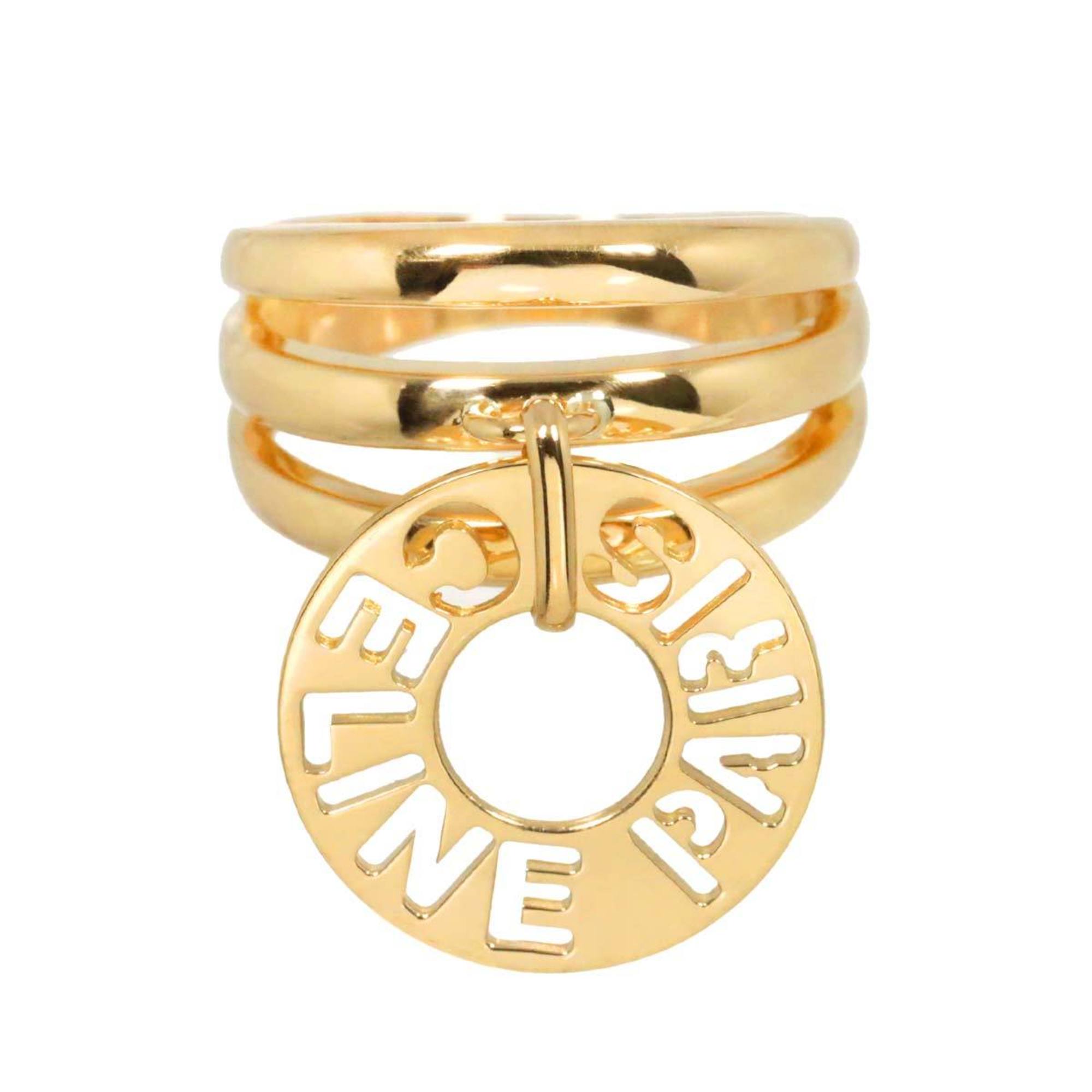 CELINE Ring K18 YG Yellow Gold 750 Logo