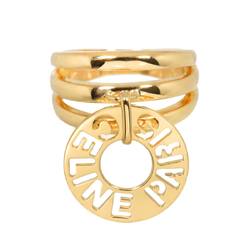 CELINE Ring K18 YG Yellow Gold 750 Logo