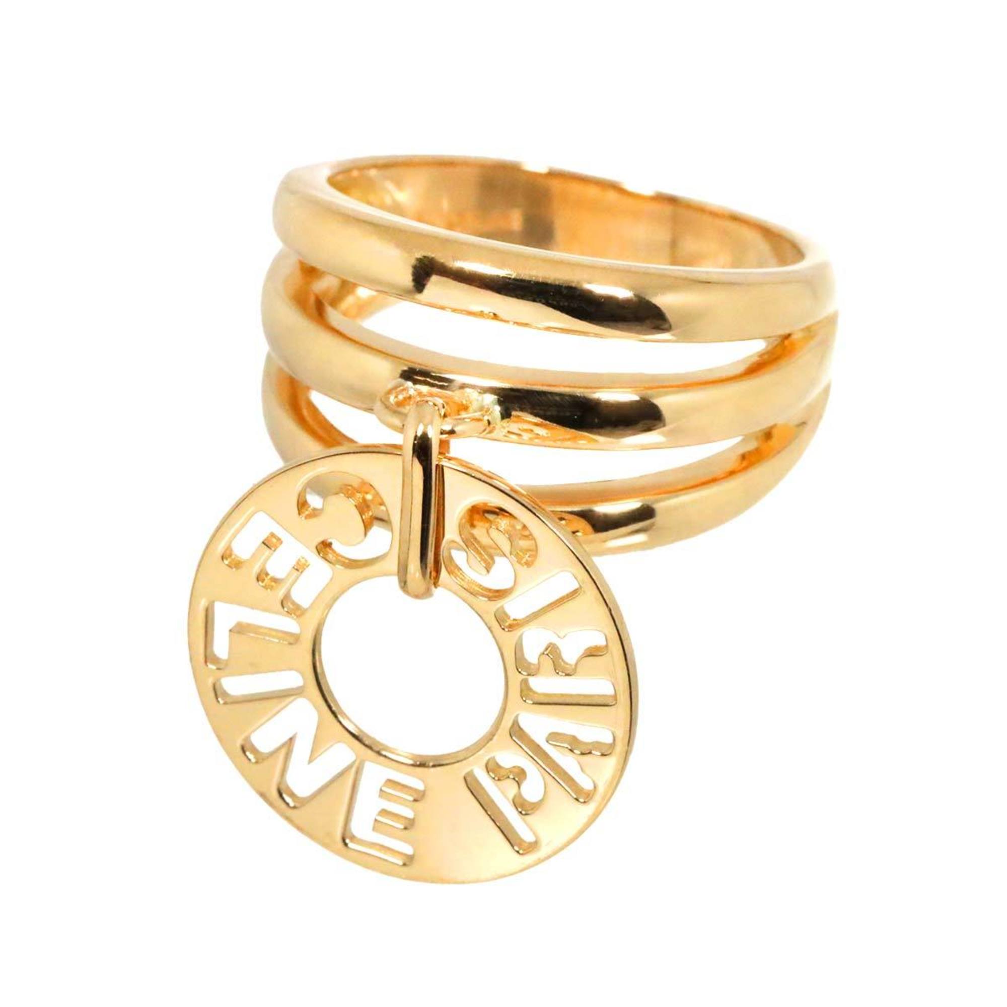 CELINE Ring K18 YG Yellow Gold 750 Logo