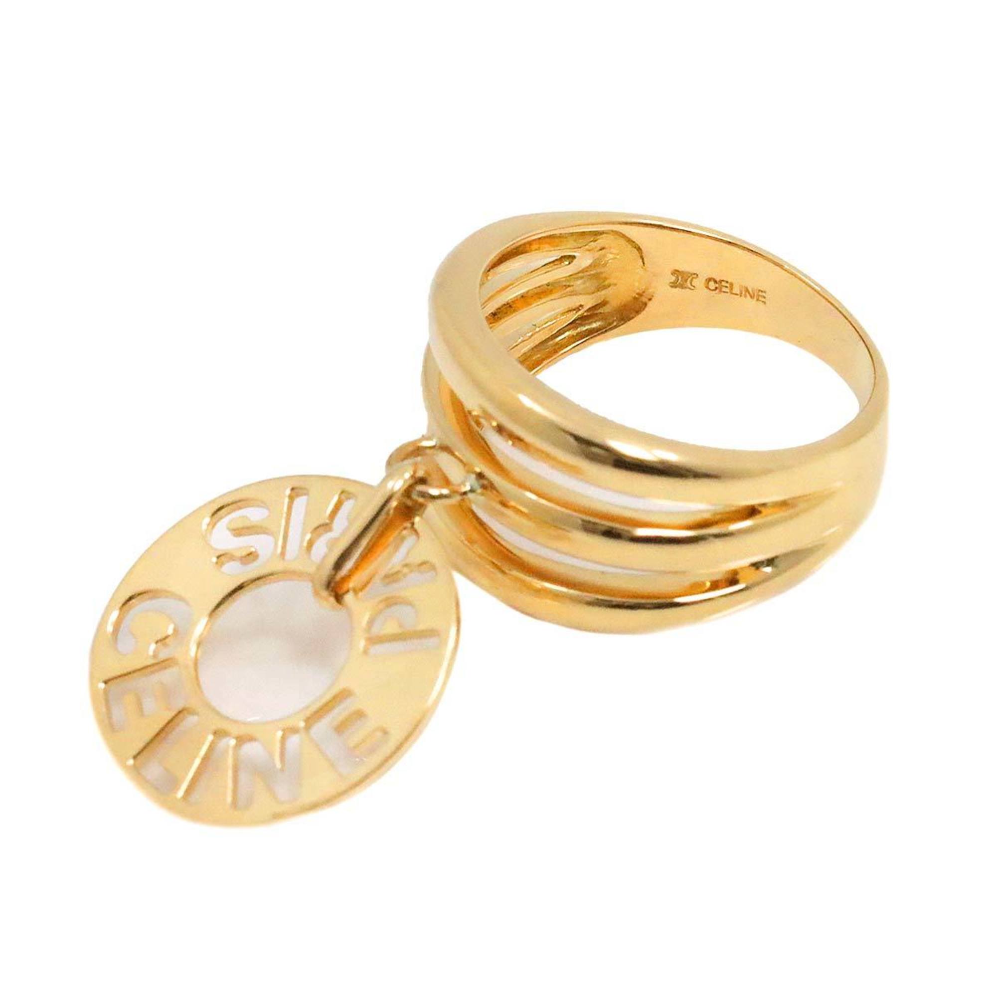 CELINE Ring K18 YG Yellow Gold 750 Logo