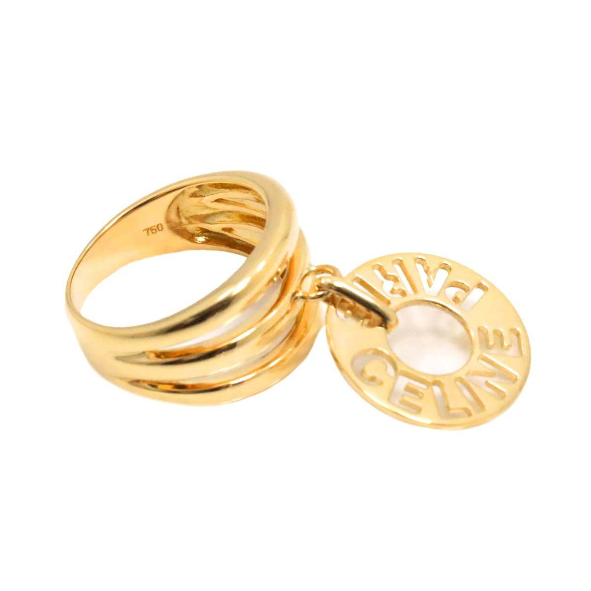 CELINE Ring K18 YG Yellow Gold 750 Logo