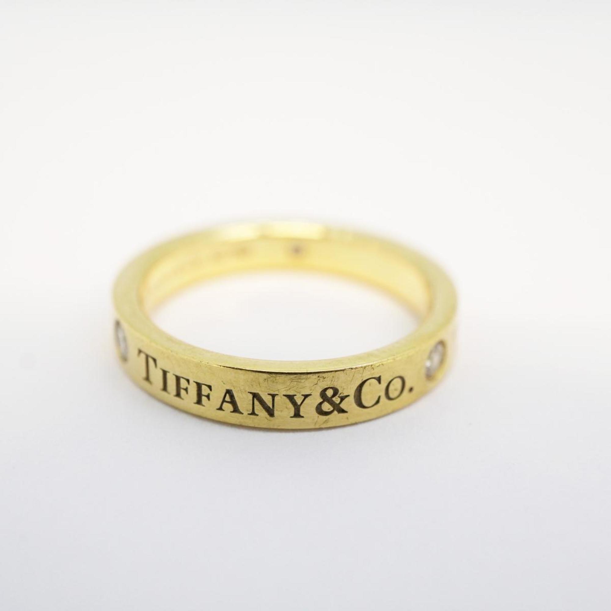 Tiffany ring flat band 3PD diamond K18YG yellow gold ladies