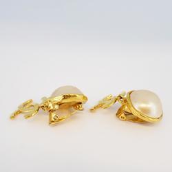 Chanel Earrings Coco Mark Circle Fake Pearl GP Plated Gold 93A Women's