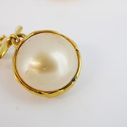 Chanel Earrings Coco Mark Circle Fake Pearl GP Plated Gold 93A Women's