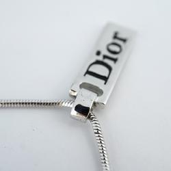 Christian Dior Necklace Plate Metal Silver Black Women's