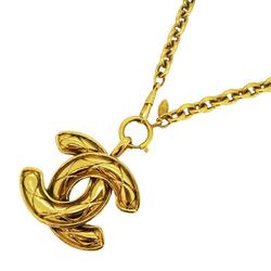 Chanel Necklace Coco Mark Matelasse GP Plated Silver Women's