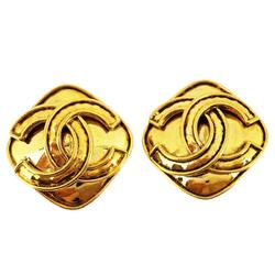 Chanel Earrings Coco Mark Diamond Shape GP Plated Gold 94P Women's