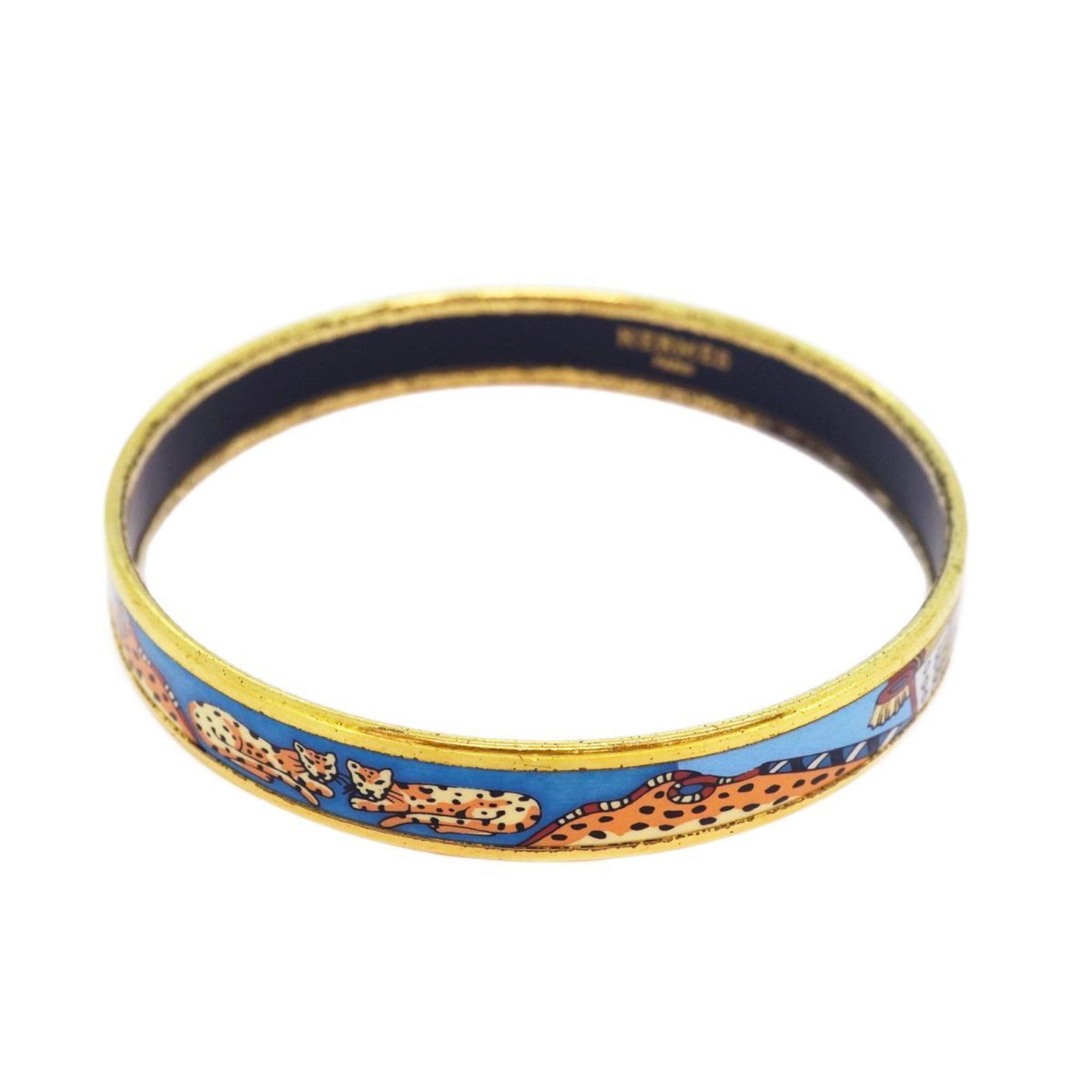 Hermes Bangle, Enamel PM, GP Plated, Cloisonne, Gold, Multicolor, Women's