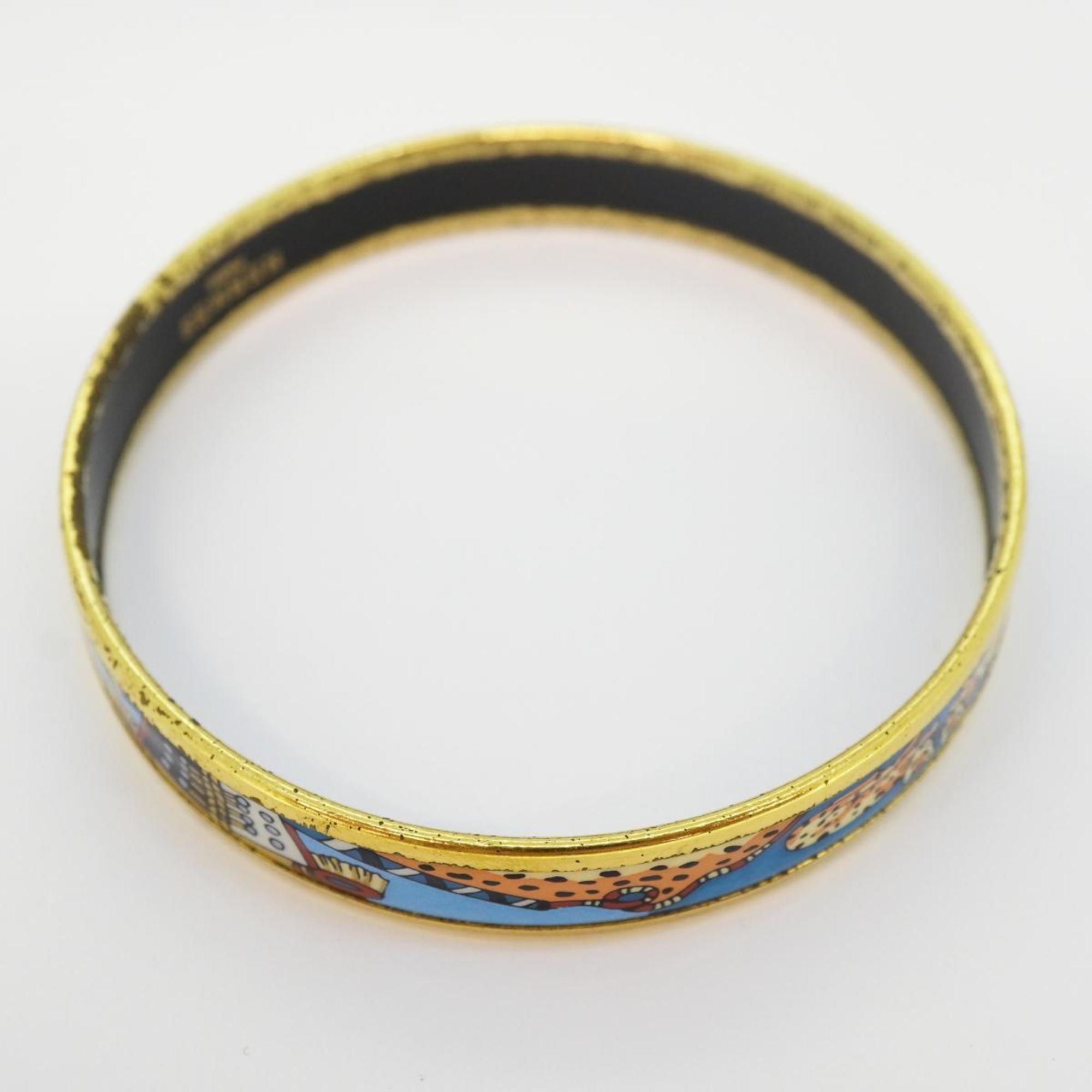 Hermes Bangle, Enamel PM, GP Plated, Cloisonne, Gold, Multicolor, Women's