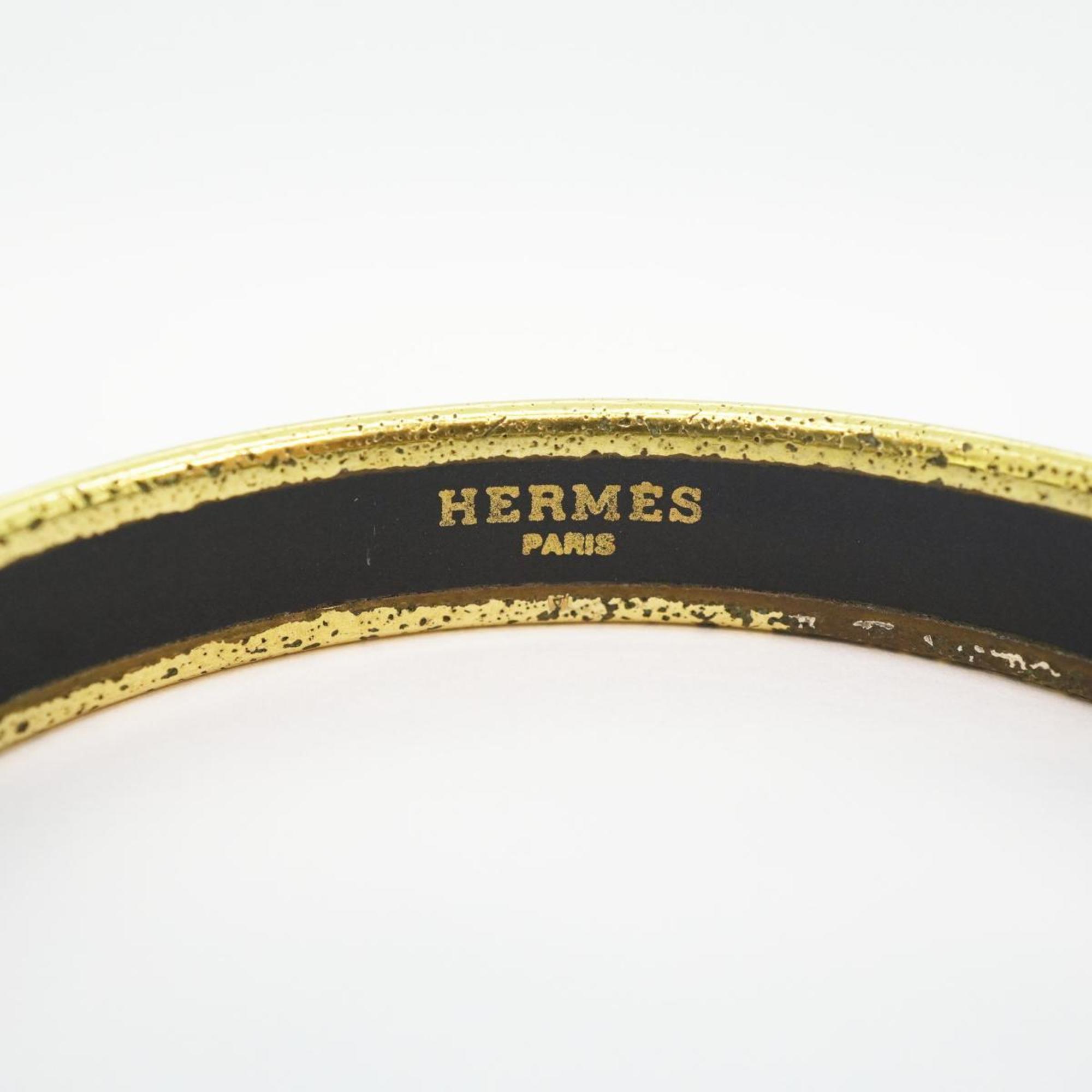 Hermes Bangle, Enamel PM, GP Plated, Cloisonne, Gold, Multicolor, Women's