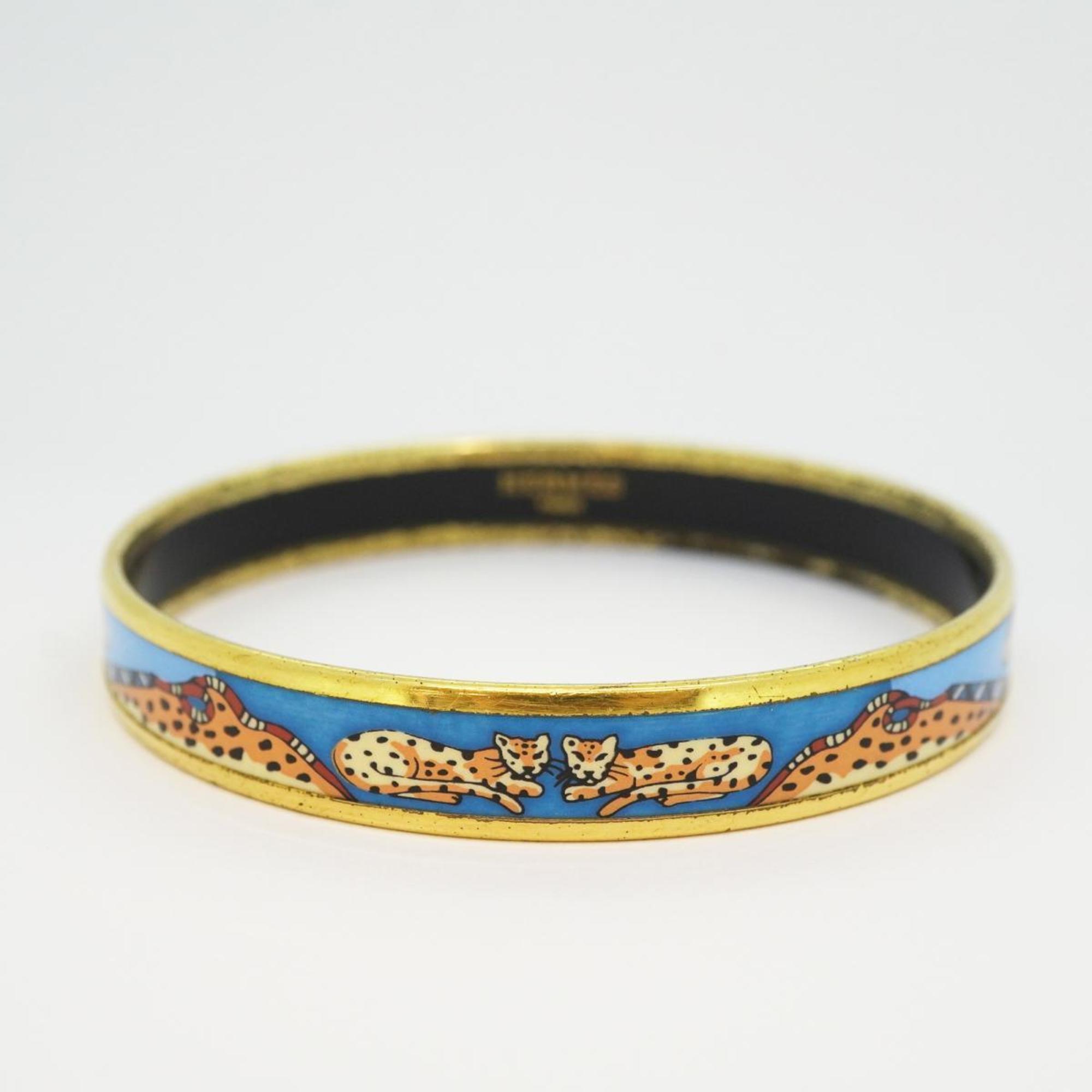 Hermes Bangle, Enamel PM, GP Plated, Cloisonne, Gold, Multicolor, Women's